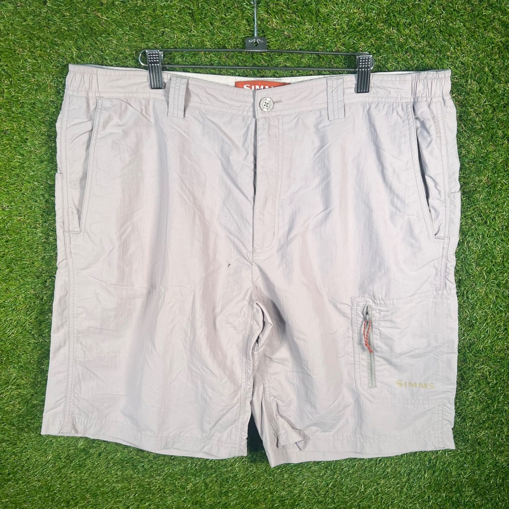 Simms Fishing Products Mens XL Gray Nylon Quick Dry Cargo Fishing Shorts